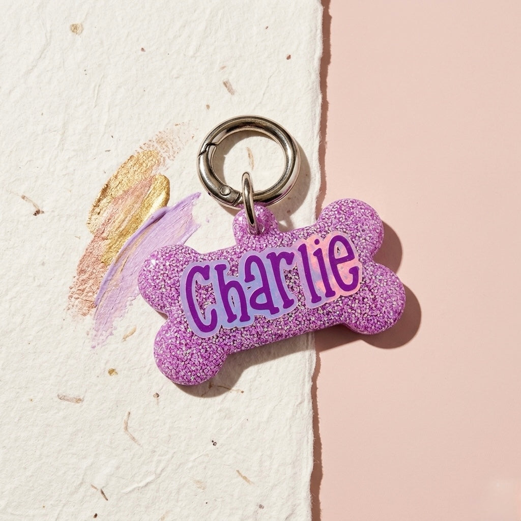 GLITTER COLOR DOG TAG