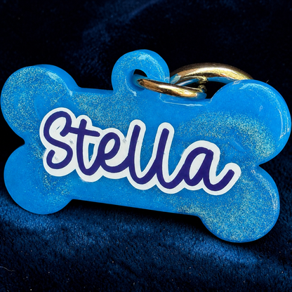 BLUE SWIRL RESIN DOG TAG