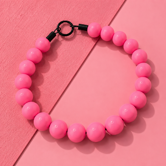 BUBBLEGUM PINK BEADED COLLAR