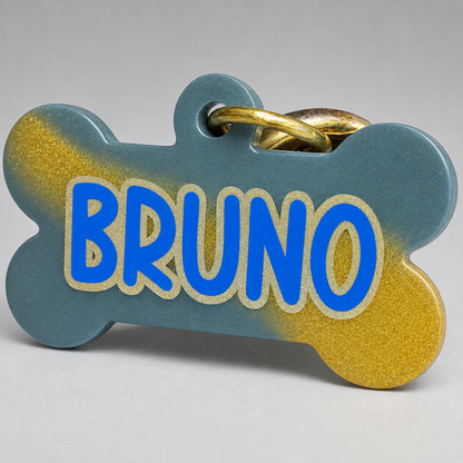 NAVY BLUE + GOLD RESIN POUR DOG TAG