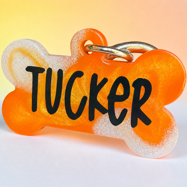 LAVA ORANGE SHIMMER SWIRL DOG TAG