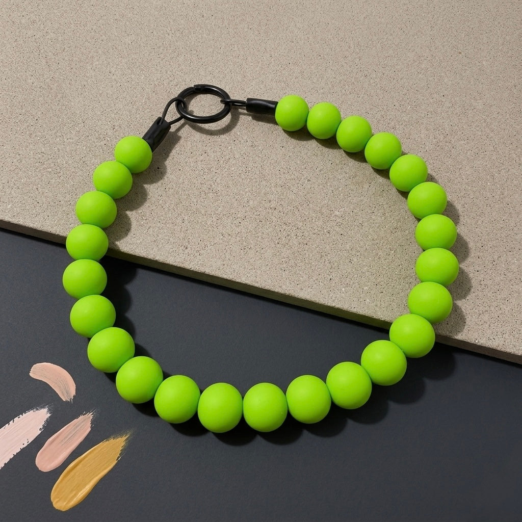 LIME SILICONE BEADED COLLAR