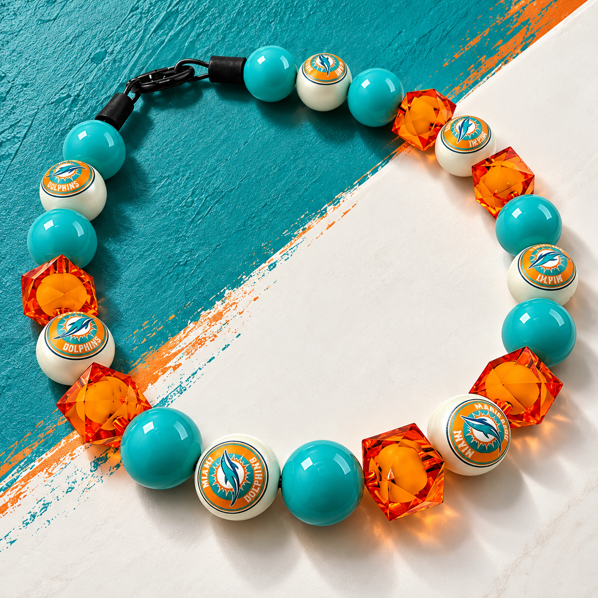 MIAMI DOLPHINS INSPIRED BEADED COLLAR
