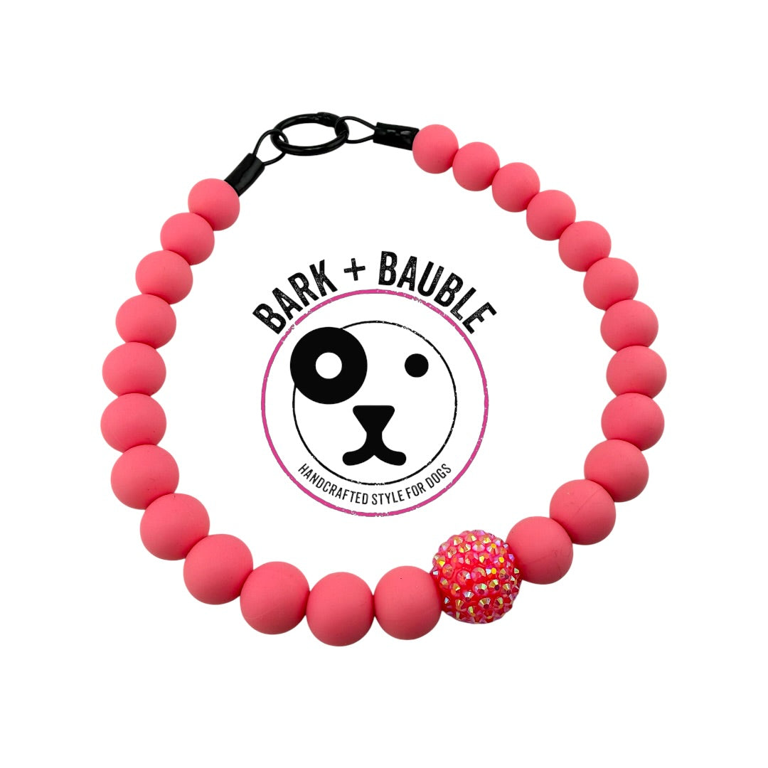 PINK SILICONE BEADED COLLAR