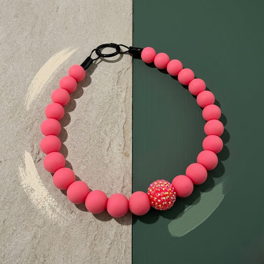 PINK SILICONE BEADED COLLAR