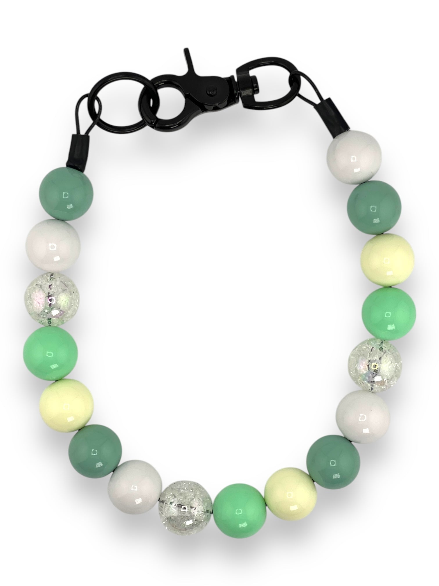 GREEN YELLOW WHITE CLEAR BEADED DOG COLLAR