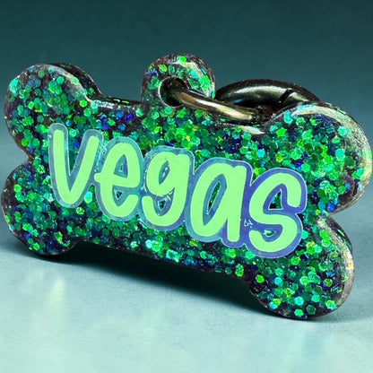 IVY SHIMMER GLITTER RESIN DOG TAG