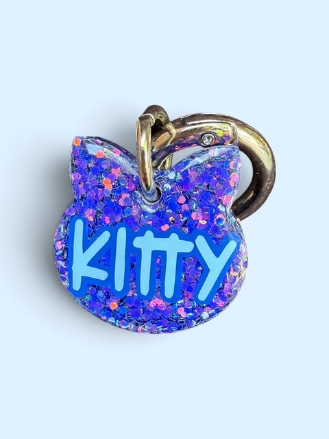 GEMSTONE SHIMMER GLITTER RESIN DOG TAG