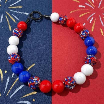 RED WHITE WOOF BEADED COLLAR