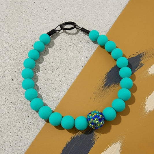 TURQUOISE SILICONE BEADED COLLAR